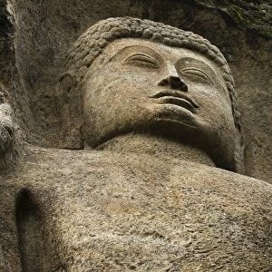 Detail of the 11 meter tall unfinished statue of Buddha at the 1st century BC Dowa
