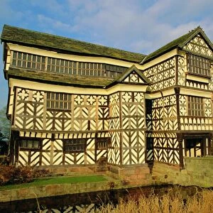 The 16th century black and white gabled house, Little Moreton Hall, Cheshire, England, UK