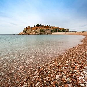 The 5-star hotel resort of Aman Sveti Stefan set on a small islet on the Adriatic coast