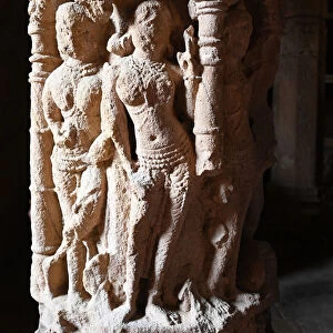 One of the 52 ornately carved pillars in the Sabhamandapa
