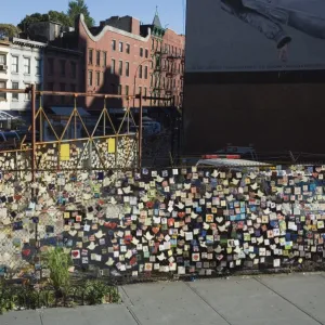 9 / 11 Messages on tiles on fence in Greenwich Village