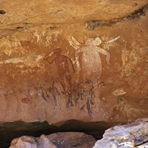 Aboriginal painted figures of varied periods, over-painted, near King Edward River