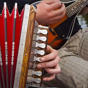 Accordion, ethnic group of musicians, River Emajogi, Tartu, Estonia, Baltic States, Europe