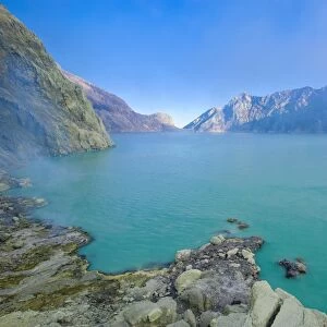 The very acid Ijen crater lake in the Ijen Volcano, Java, Indonesia, Southeast Asia, Asia