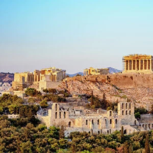 Acropolis at sunset, UNESCO World Heritage Site, Athens, Attica, Greece, Europe
