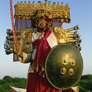 Actor playing Ravana, the demon god of Lanka, one of the central characters of the Ramlilla