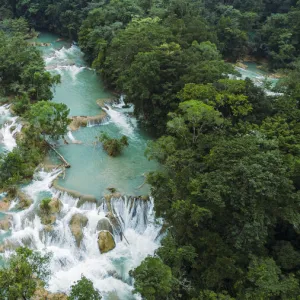 Aerial of Aguas Azules, Chiapas, Mexico, North America