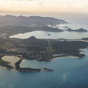 Aerial of Antigua, West Indies, Caribbean, Central America