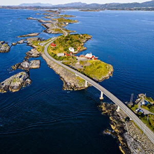 Aerial of the Atlantic Ocean Road, More og Romsdal county, Norway, Scandinavia, Europe