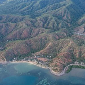 Aerial of the coastline of East Timor, Southeast Asia, Asia