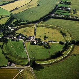 Aerial image of Avebury, Neolithic Monument, site of a large henge and several stone circles