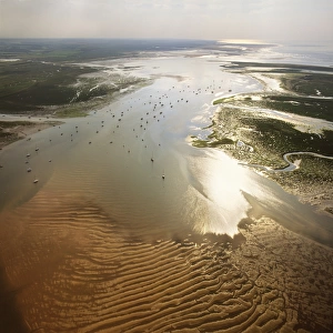 Aerial image of Blakeney Point, Norfolk, England, United Kingdom, Europe