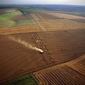 Aerial image of fields and harvest, Wiltshire, England, United Kingdom, Europe
