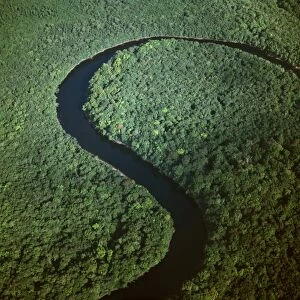 Aerial image of the Kako River, Upper Mazaruni District, Guyana, South America