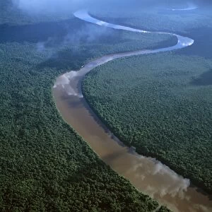 Aerial image of the Lower Mazaruni River south of Oranapai Landing, Guyana, South America