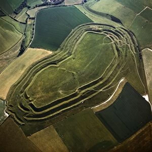 Aerial image of Maiden Castle, an Iron Age hill fort, Winterborne Monkton