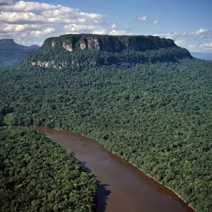 Aerial image of the Upper Mazaruni River, downstream from Kamarang, Guyana, South America