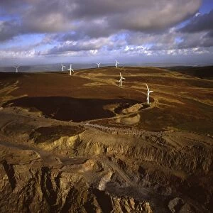 Aerial image of wind farm at Kirkby Moor, Cumbria, England, United Kingdom, Europe