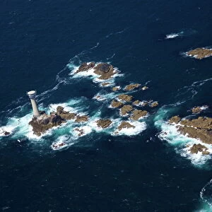 Aerial photo of Longships Lighthouse and Lands End Peninsula, West Penwith