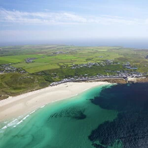 Aerial photo of Sennen Cove and Lands End Peninsula, West Penwith, Cornwall