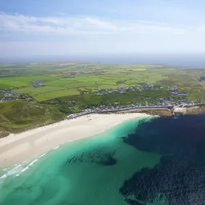 Aerial photo of Sennen Cove and Lands End Peninsula, West Penwith, Cornwall