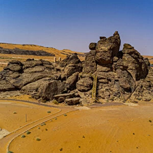 Aerial of the Rock Art in the Ha il Region, UNESCO World Heritage Site, Jubbah