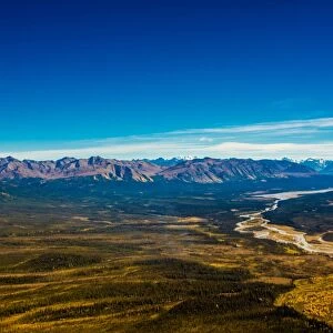 Aerial shot of Alaskan Mountain Range, Alaska, United States of America, North America