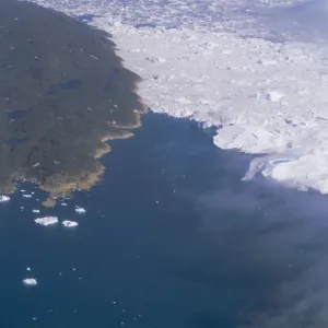 Aerial shot of west coast of Greenland