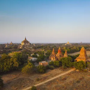 Aerial of the temples of Bagan (Pagan), Myanmar (Burma), Asia