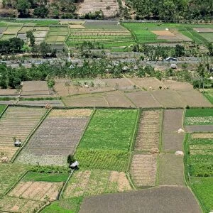 Aerial of a valley with irrigated fields near Bug Bug