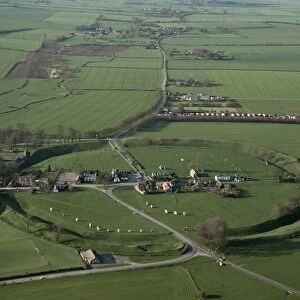 Aerial view of Avebury, UNESCO World Heritage Site, Wiltshire, England
