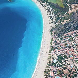 Aerial view of Blue Lagoon and Belcekiz Beach, Oludeniz, near Fethiye, Mediterranean Coast