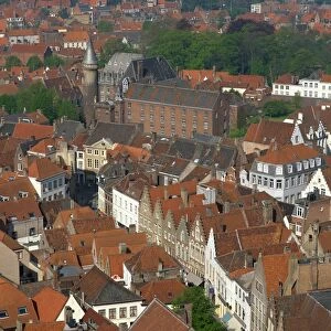 Aerial view over Bruges, Belgium, Europe