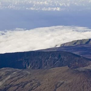 Aerial view of the crater of Piton de la Fournaise volcano, La Reunion