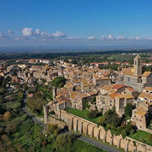 Aerial view by drone of Etruscan village of Vetralla, Viterbo province, Lazio, Italy