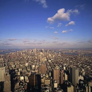 Aerial view over Manhattan skyline, looking uptown from the World Trade Centre