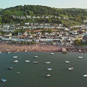 An aerial view of Shaldon, a popular village on the shore of the River Teign estuary, near Teignmouth, south coast of Devon, England, United Kingdom, Europe
