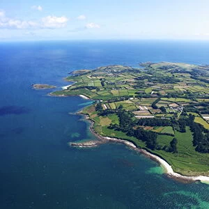 Aerial view of St. Marys island, Isles of Scilly, England, United Kingdom, Europe