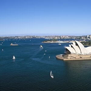 Aerial view of Sydney Opera House and harbour, Sydney, New South Wales