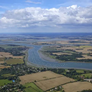 Aerial view of yachts moored in Chichester Marina, Chichester Channel, Solent, West Sussex, England, United Kingdom, Europe