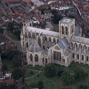 Aerial view of York Minster, York, Yorkshire, England, United Kingdom, Europe