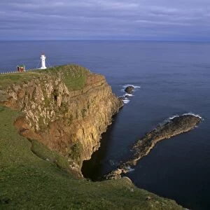 Akraberg lighthouse, Suduroy Island, southernmost point of Faroe Islands (Faroes)