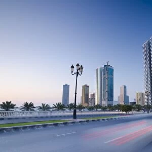Al Khan Corniche and buildings beside Al Khan Lagoon, Al Qasba Area, Sharjah