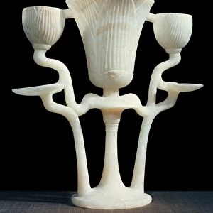 Alabaster lamp in shape of three lotus flowers, from the tomb of the pharaoh Tutankhamun