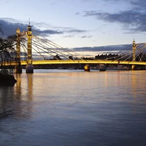 Albert Bridge over the River Thames, Chelsea, London, England, United Kingdom, Europe