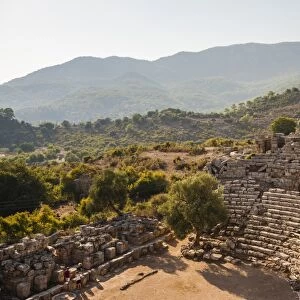 Amphitheatre at the ancient ruins of Kaunos, Dalyan, Mugla Province, Anatolia, Turkey