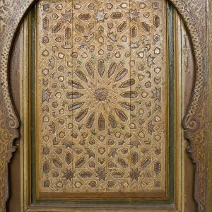 Ancient door in Bahia Palace, Marrakech (Marrakesh), Morocco, North Africa, Africa