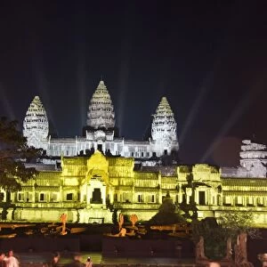 Angkor Wat Temple, UNESCO World Heritage Site, at night, lit for a special light show