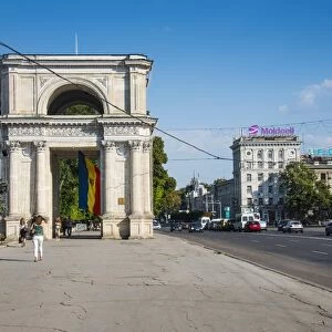 Arc de Triomphe in the center of Chisinau, Moldova, Europe