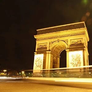 Arc de Triomphe and Place Charles de Gaulle at night, Paris, France, Europe